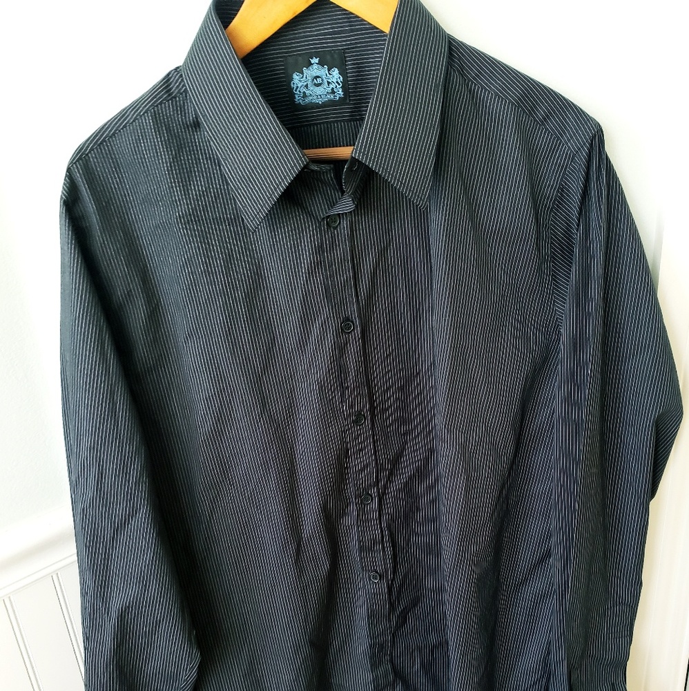 Black stripe custom dress shirt